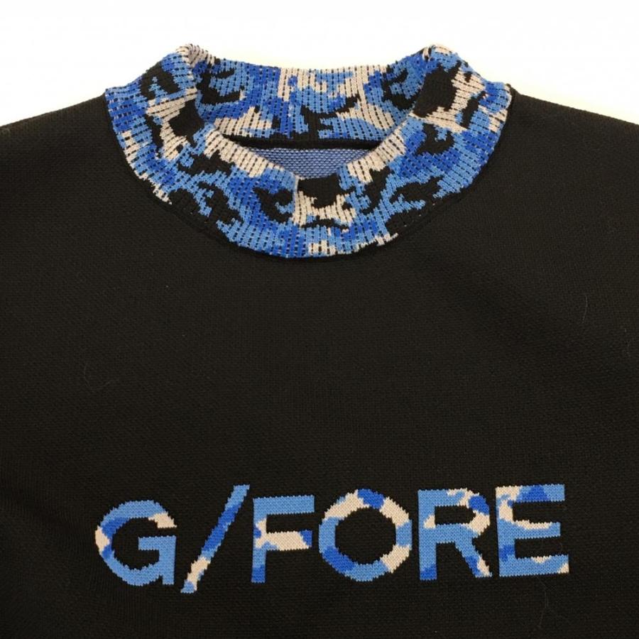 G/FORE（ジーフォア） セーター 黒×ブルー ネック・袖口カモフラ 迷彩