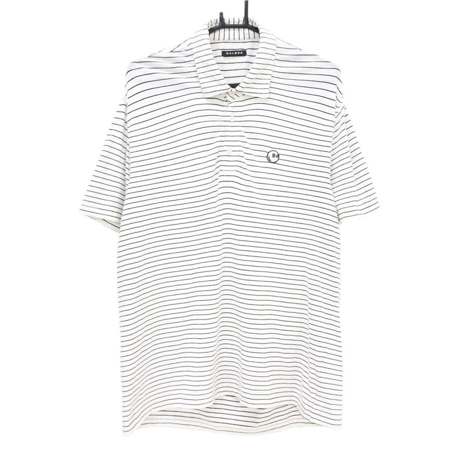 Malbon Golf ボーダーポロシャツ サイズS Malbon Golf（マルボンゴルフ） マルボン 半袖ポロシャツ 白×黒 細