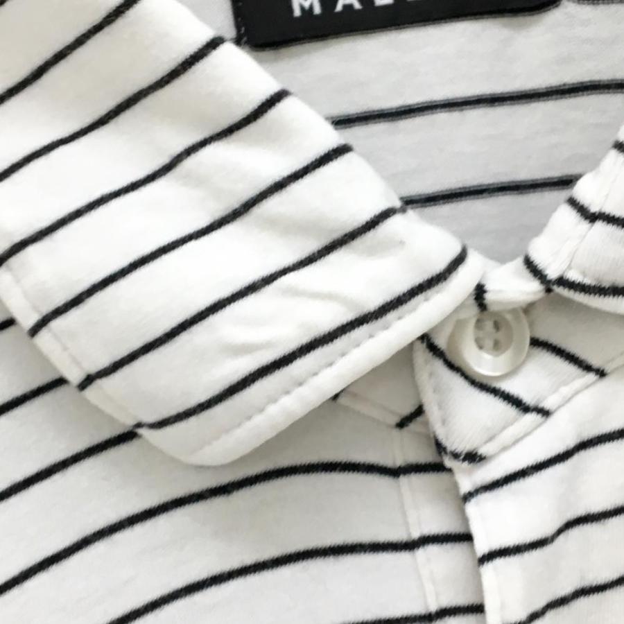 Malbon Golf（マルボンゴルフ） マルボン 半袖ポロシャツ 白×黒 細