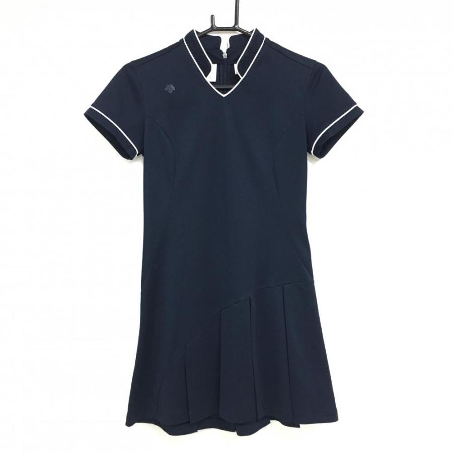 DESCENTE レディース ゴルフ ワンピース ネイビー DESCENTE GOLF 【美品】デサントゴルフ 半袖スキッパーワンピース