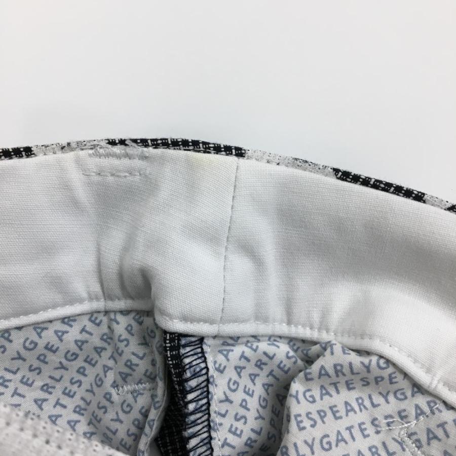 【新品】パーリーゲイツ パンツ 黒×白 ヤジルシ柄 ロゴ刺しゅう レディース 00(XS) ゴルフウェア PEARLY GATESの画像
