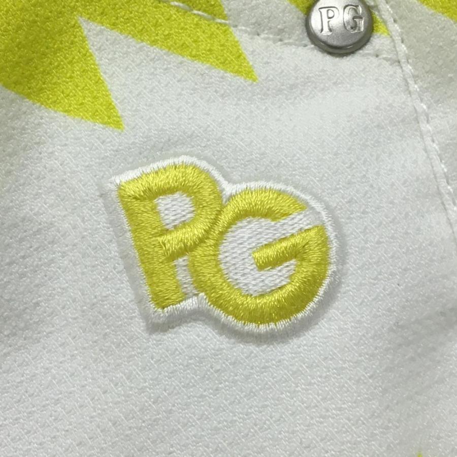 【新品】パーリーゲイツ パンツ 白×イエロー ギザギザボーダー ストレッチ レディース 0(S) ゴルフウェア PEARLY GATESの画像