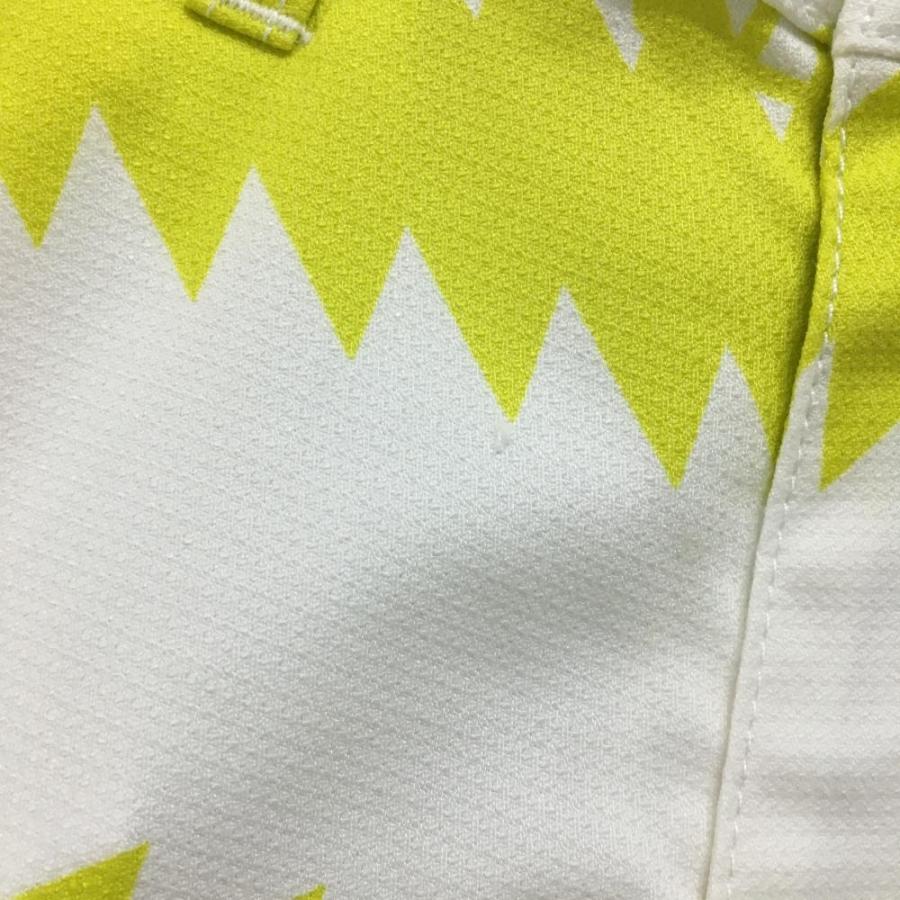【新品】パーリーゲイツ パンツ 白×イエロー ギザギザボーダー ストレッチ レディース 0(S) ゴルフウェア PEARLY GATESの画像