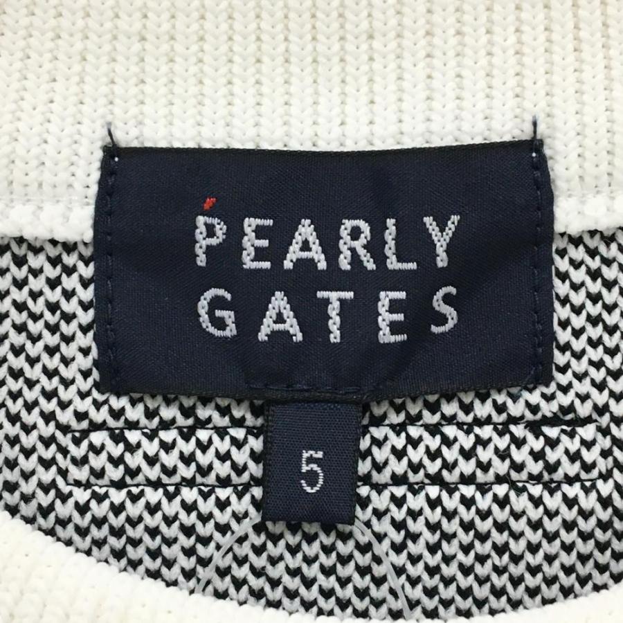 パーリーゲイツ　ニット　総柄　黒　白　グレー　L〜XL相当 薄手　春ラウンド　5 PEARLY GATES - 【新品】パーリーゲイツ ニットジャケット 白×黒 メンズウェア