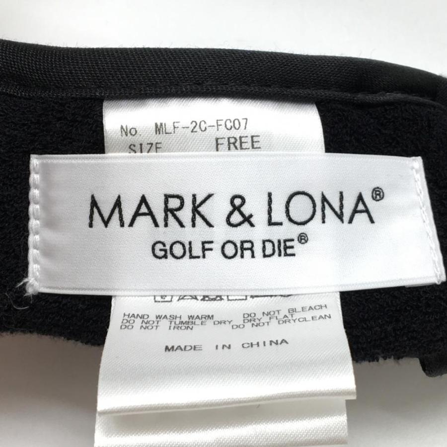【超美品】マークアンドロナ サンバイザー 黒 カモフラ 迷彩 リボン スカル  レディース FREE ゴルフウェア MARK＆LONA
