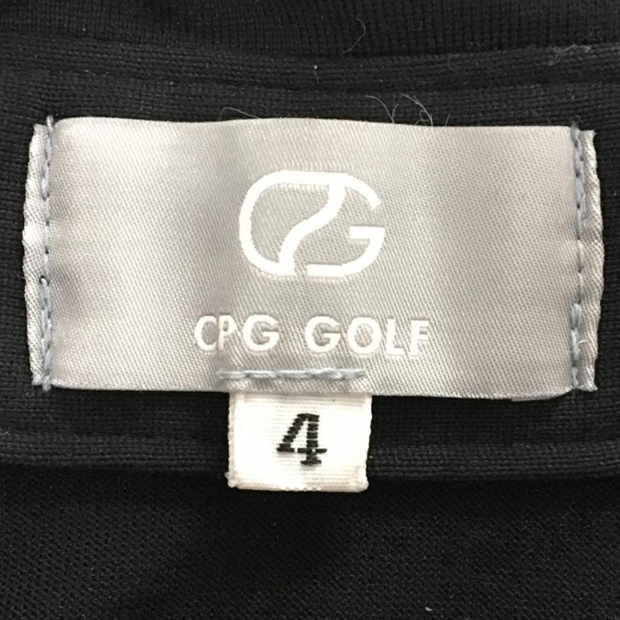 CPG GOLF 【美品】CPG 長袖ポロシャツ 黒×白×ベージュ 袖ロゴプリント