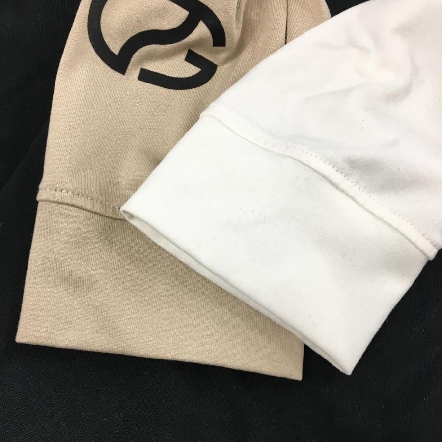 CPG GOLF 【美品】CPG 長袖ポロシャツ 黒×白×ベージュ 袖ロゴプリント