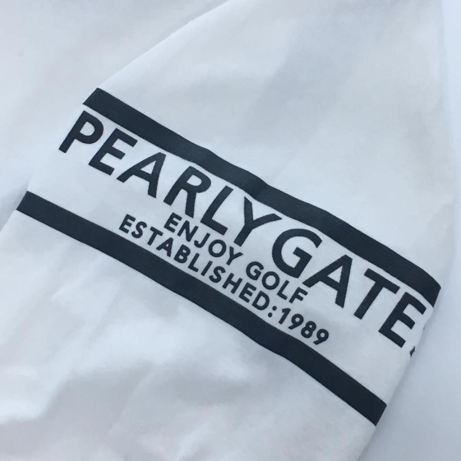 PEARLY GATES（パーリーゲイツ） 長袖ハイネックシャツ 白×黒 袖ロゴ