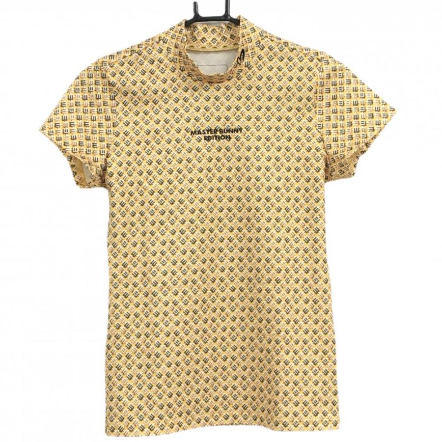【超美品】マスターバニー 半袖ハイネックシャツ イエロー×白×ブラウン系 総柄 レディース 0(S) ゴルフウェア MASTER BUNNY EDITION MASTER BUNNY EDITION（マスターバニーエディション） 【超美品