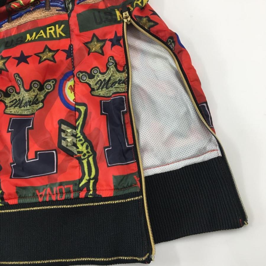 【超美品】マークアンドロナ スニード レッド×マルチカラー 総柄 スカル  レディース S ゴルフウェア MARK＆LONA MARK&LONA（マークアンドロナ） 【超美品】マークアンドロナ スニード