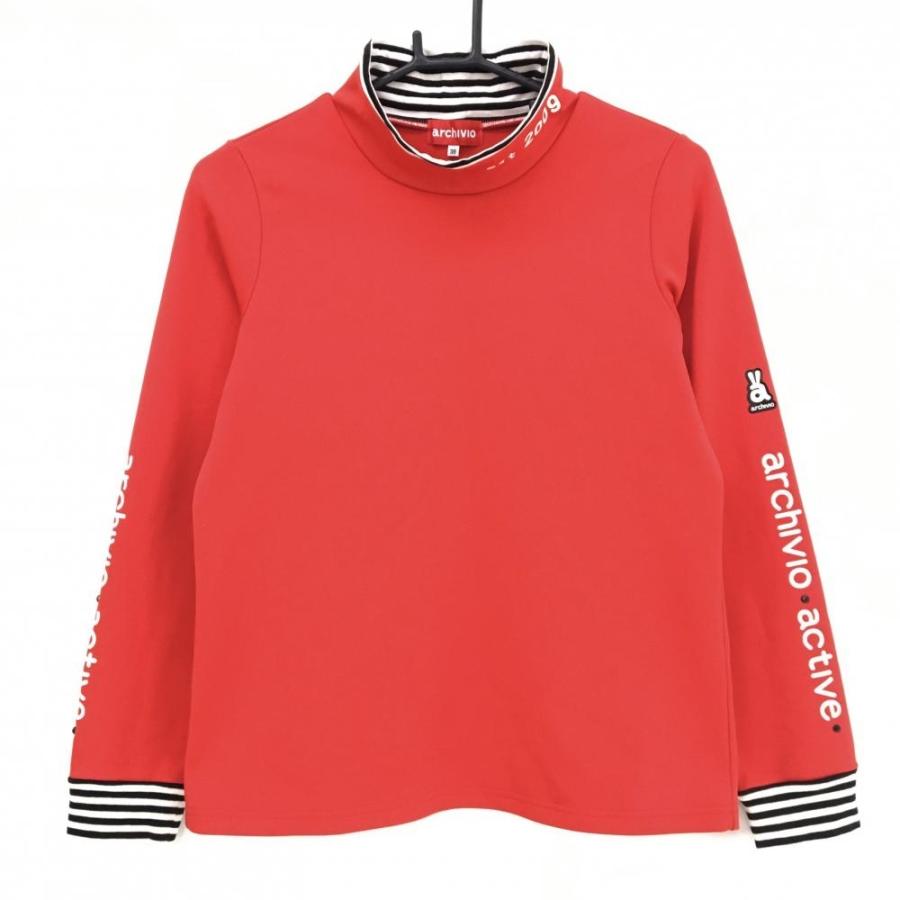 アルチビオ ☆ ハイネックシャツ 38 美品 archivio（アルチビオ） 長袖ハイネックシャツ レッド×白×黒 ネック
