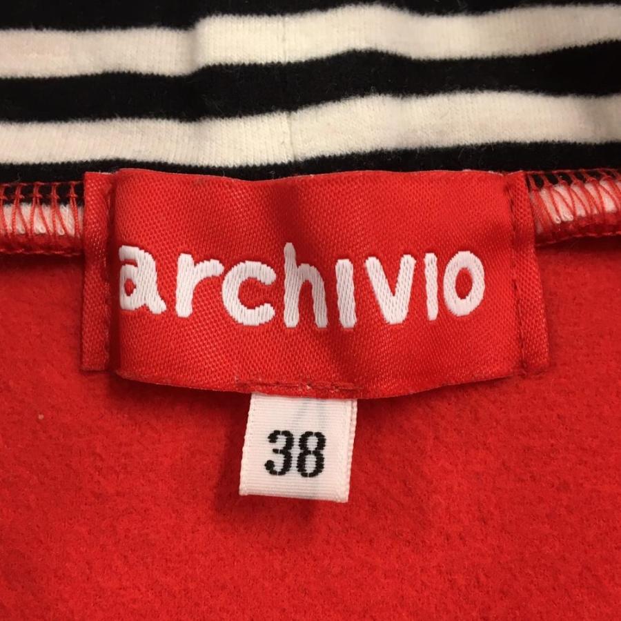 archivio（アルチビオ） 長袖ハイネックシャツ レッド×白×黒 ネック