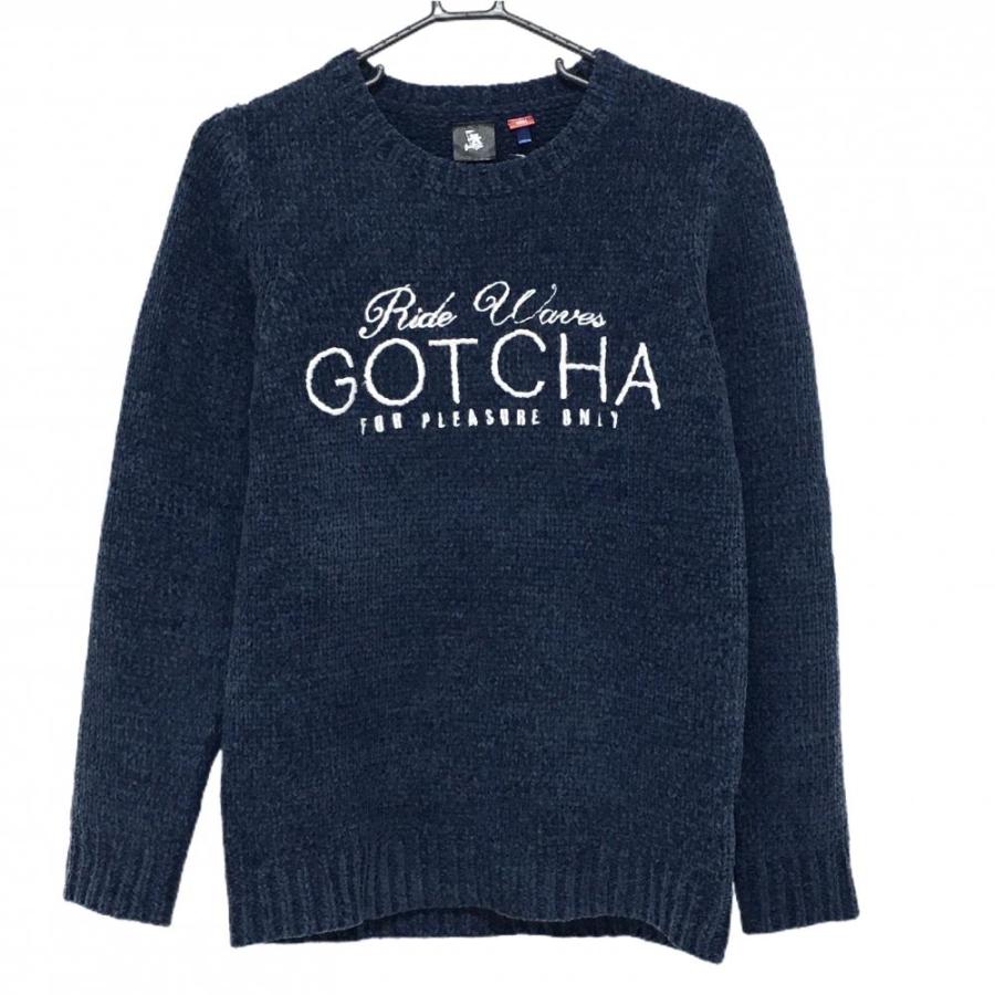 GOTCHA（ガッチャ） 【美品】ガッチャ セーター ネイビー×白 モールニット ロゴ刺しゅう メンズ SMALL ゴルフウェア ...