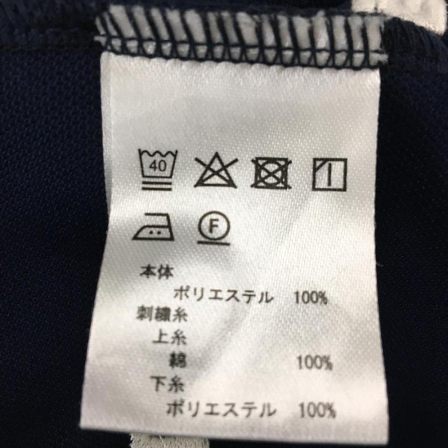 【超美品】ラウドマウス 半袖ポロシャツ ネイビー×白 ロゴ総柄刺しゅう メンズ L ゴルフウェア LOUDMOUTHの画像