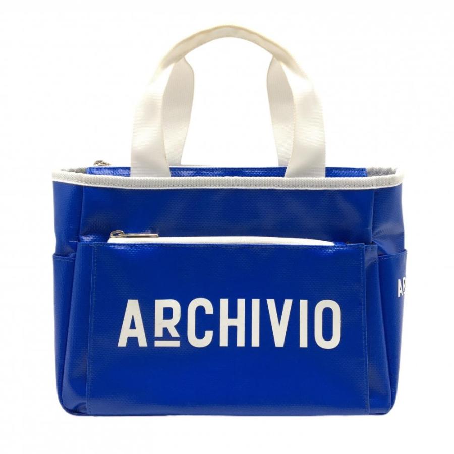 ARCHIVIO カートバッグ ブルー ラウンドバッグ archivio（アルチビオ） カートバッグ ブルー×白 内外サイドポケット