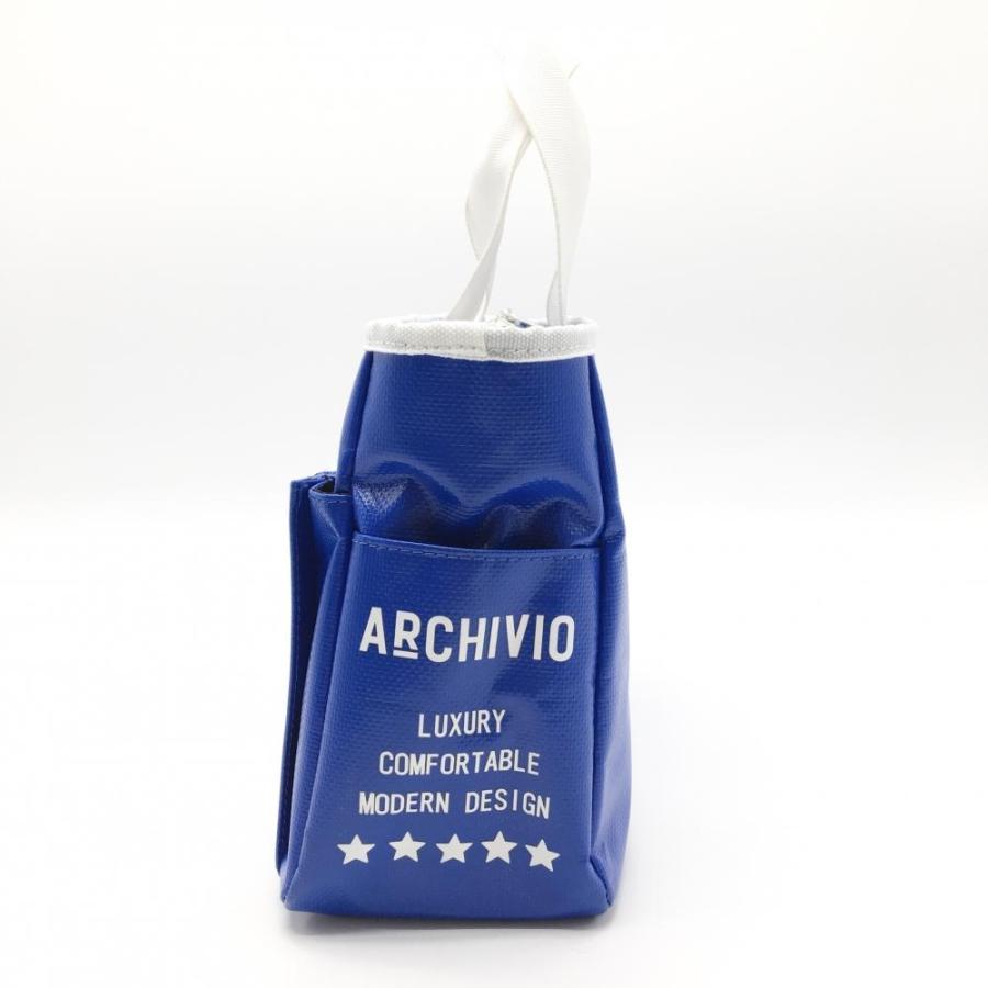 ARCHIVIO カートバッグ ブルー ラウンドバッグ archivio（アルチビオ） カートバッグ ブルー×白 内外サイドポケット