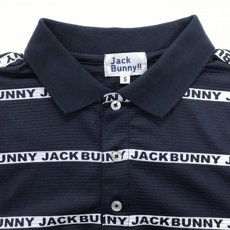Jack Bunny!!（ジャックバニー） 半袖ポロシャツ ネイビー×白 ロゴ