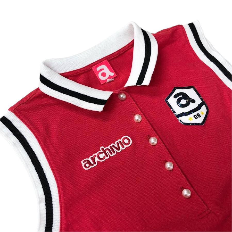 archivio（アルチビオ） ノースリーブポロシャツ レッド×白 ワッペン