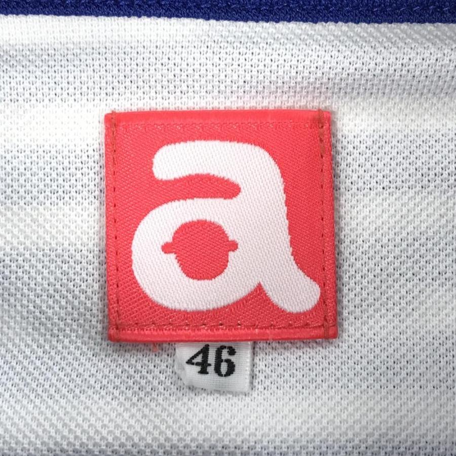 【美品】アルチビオ 半袖ポロシャツ 白×ブルー 袖・背面ボーダー ワッペン メンズ 46(M) ゴルフウェア archivio_3