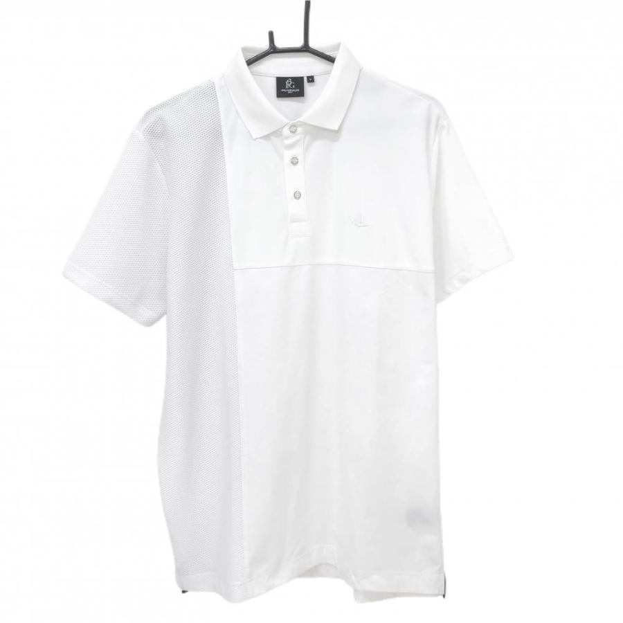 1PIU1UGUALE3 GOLF メッシュシャツ ホワイト グレー　Ⅵ ゴルフ 美品・1PIU1UGUALE3 GOLFメッシュシャツ