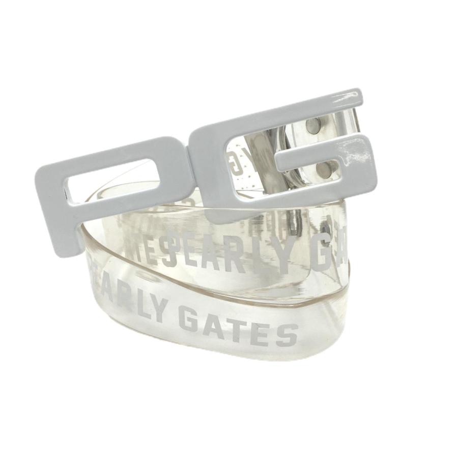 パーリーゲイツ　ゴルフ　ベルト　ロゴベルト　ユニセックス　白　ロゴ PEARLY GATES（パーリーゲイツ） トップ式ベルト クリア×白 ロゴ総柄