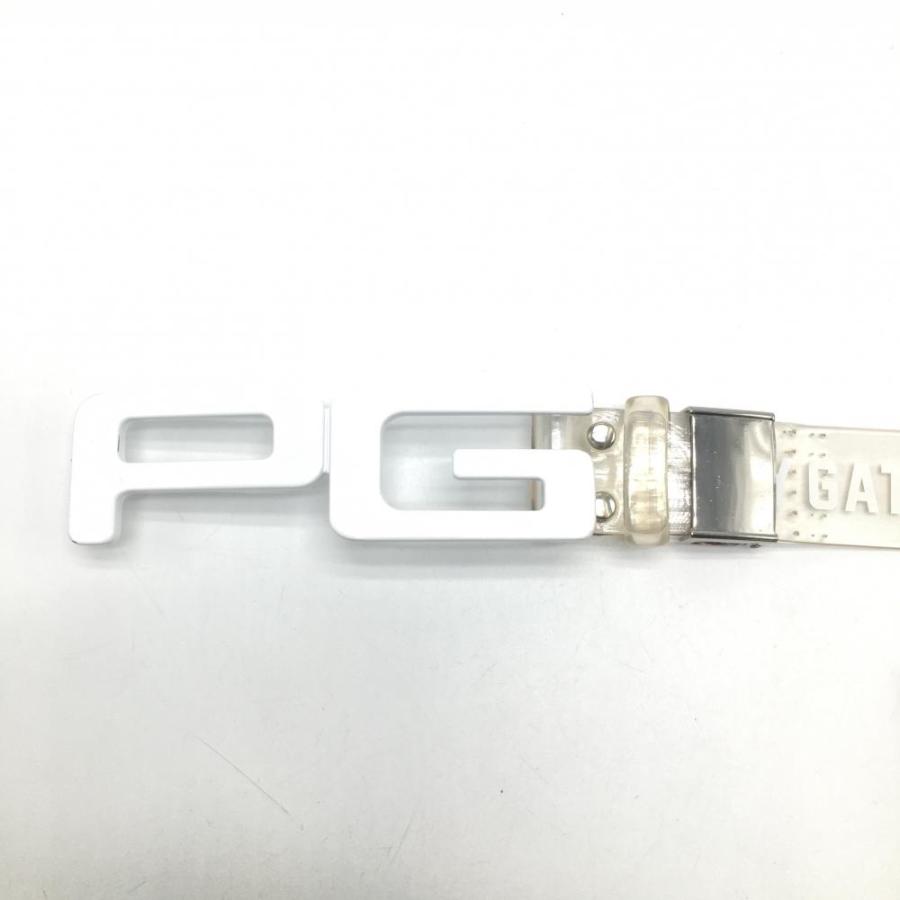 ①新品 パーリーゲイツ PEARLY GATES ベルト ゴルフロゴ ホワイト PEARLY GATES（パーリーゲイツ） トップ式ベルト クリア×白 ロゴ総柄