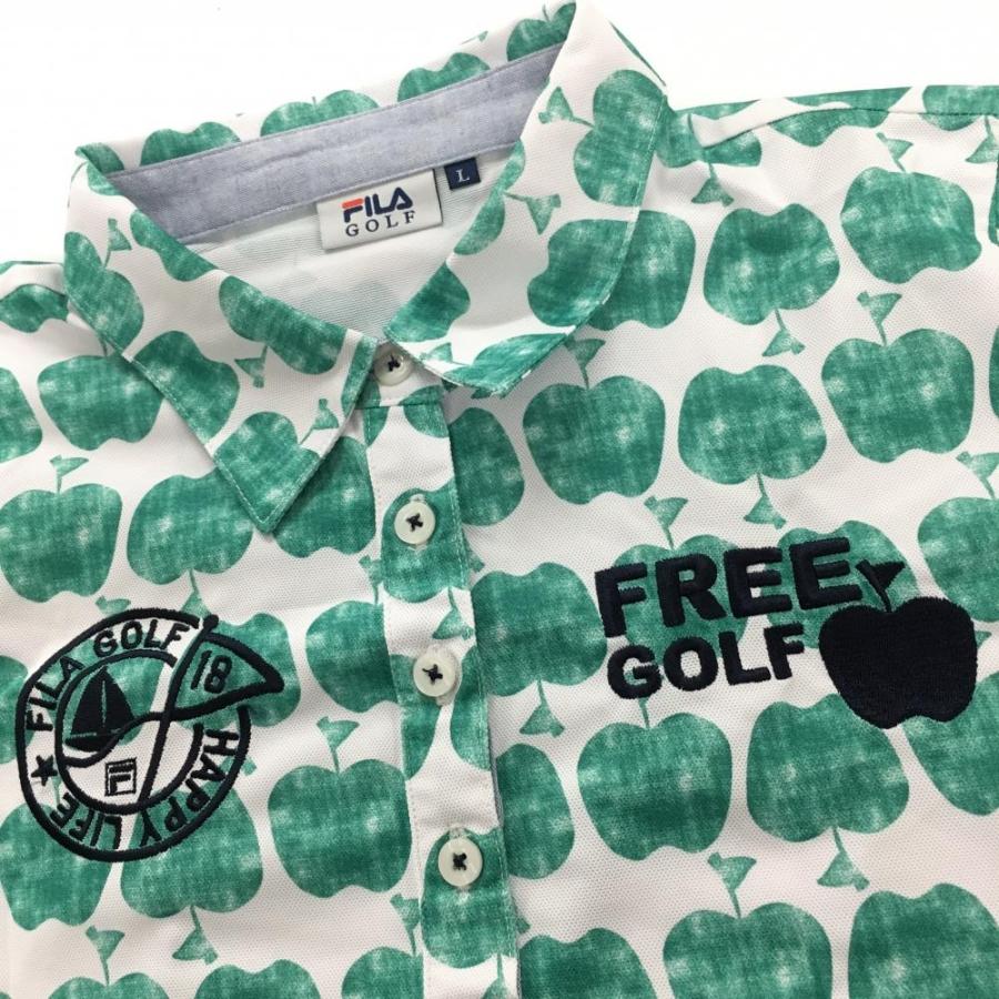 FILA GOLF 【超美品】フィラゴルフ 半袖ポロシャツ 白×グリーン リンゴ