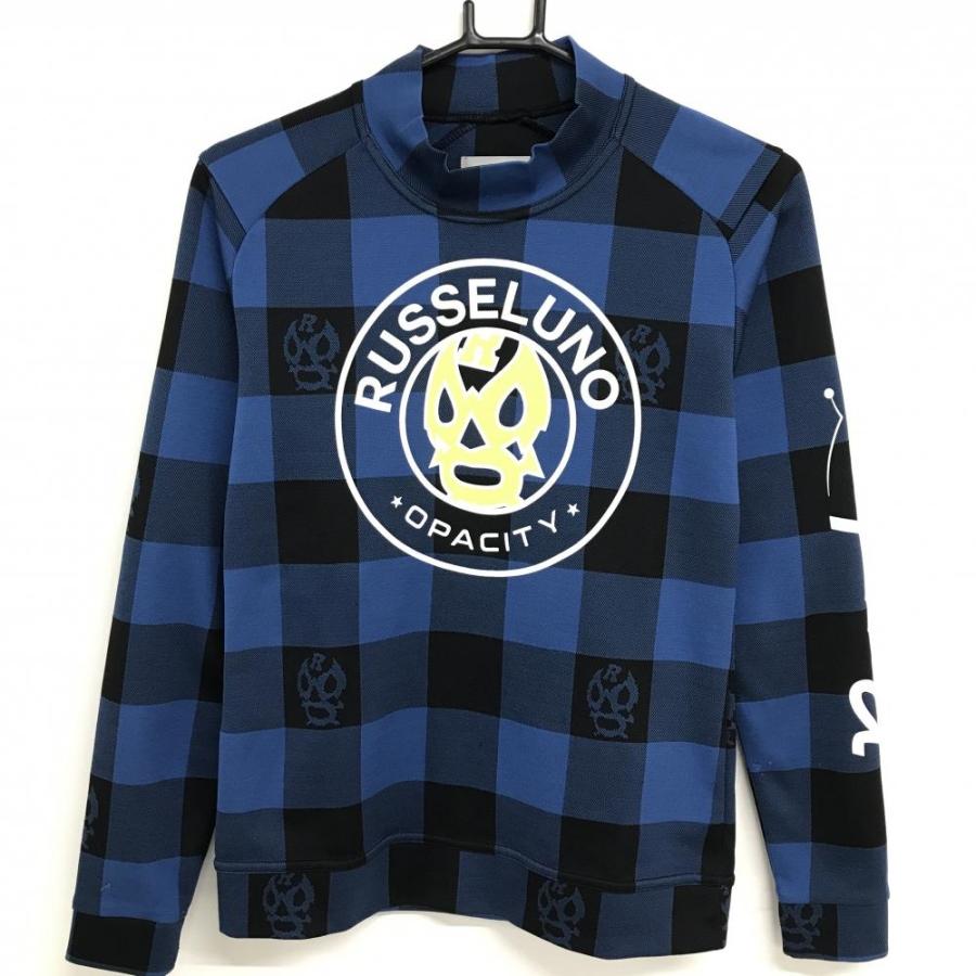 Russeluno（ラッセルノ） 長袖ハイネックシャツ ブルーネイビー系×黒
