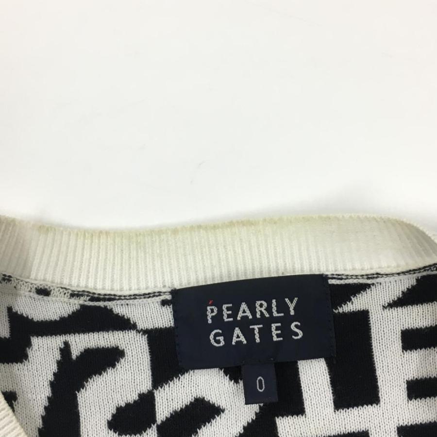 2024年 PEARLY GATES パーリーゲイツ 総柄 コットン ニット PEARLY GATES（パーリーゲイツ） セーター 白×黒 英字総柄 ニット