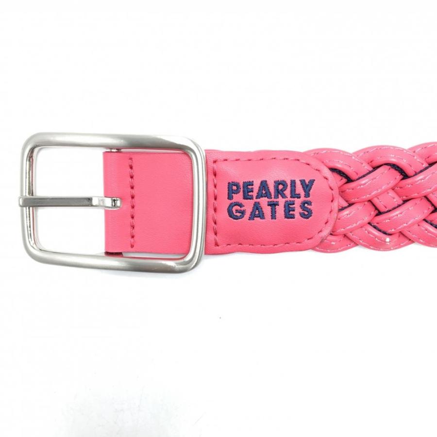 PEARLY GATES（パーリーゲイツ） メッシュベルト ピンク 編み込み ロゴ