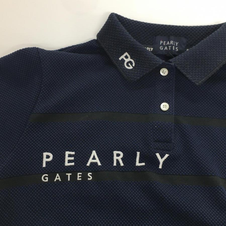 PEARLY GATES（パーリーゲイツ） 半袖ポロワンピース ネイビー系 ロゴ