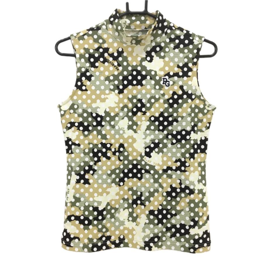 【新品】パーリーゲイツ ノースリーブポロシャツ カーキ×ベージュ×白 迷彩柄 カモフラ レディース 1(M) ゴルフウェア PEARLY GATES PEARLY GATES（パーリーゲイツ） 【新品】パーリーゲイツ ノースリーブ