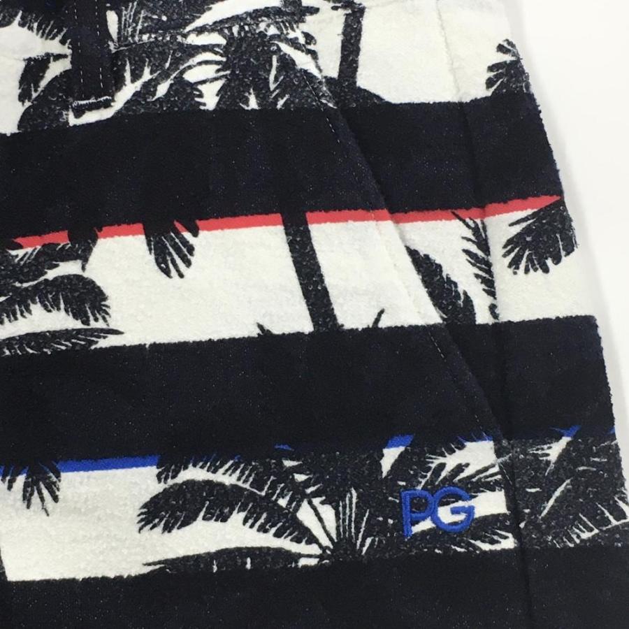 【新品】パーリーゲイツ ショートパンツ 黒×白 ボーダー ヤシの木柄 薄手パイル風生地 レディース 1(M) ゴルフウェア PEARLY GATES PEARLY GATES（パーリーゲイツ） 【新品】パーリーゲイツ ショート