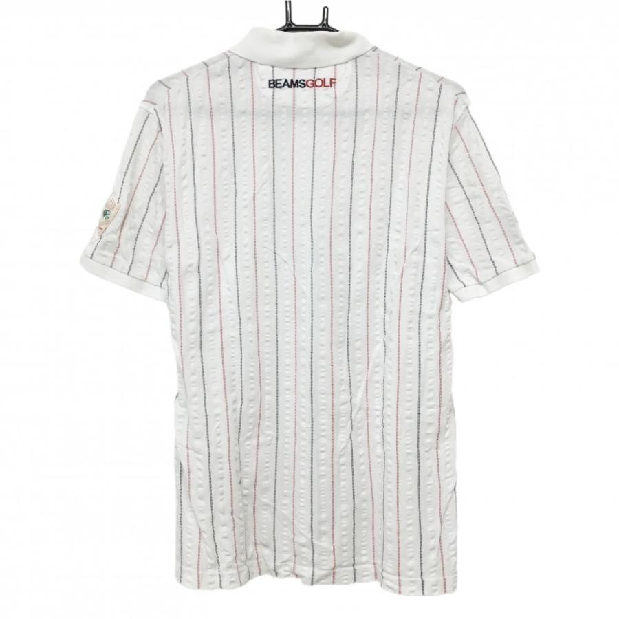 BEAMS GOLF（ビームス ゴルフ） 半袖ポロシャツ 白×ネイビー×レッド
