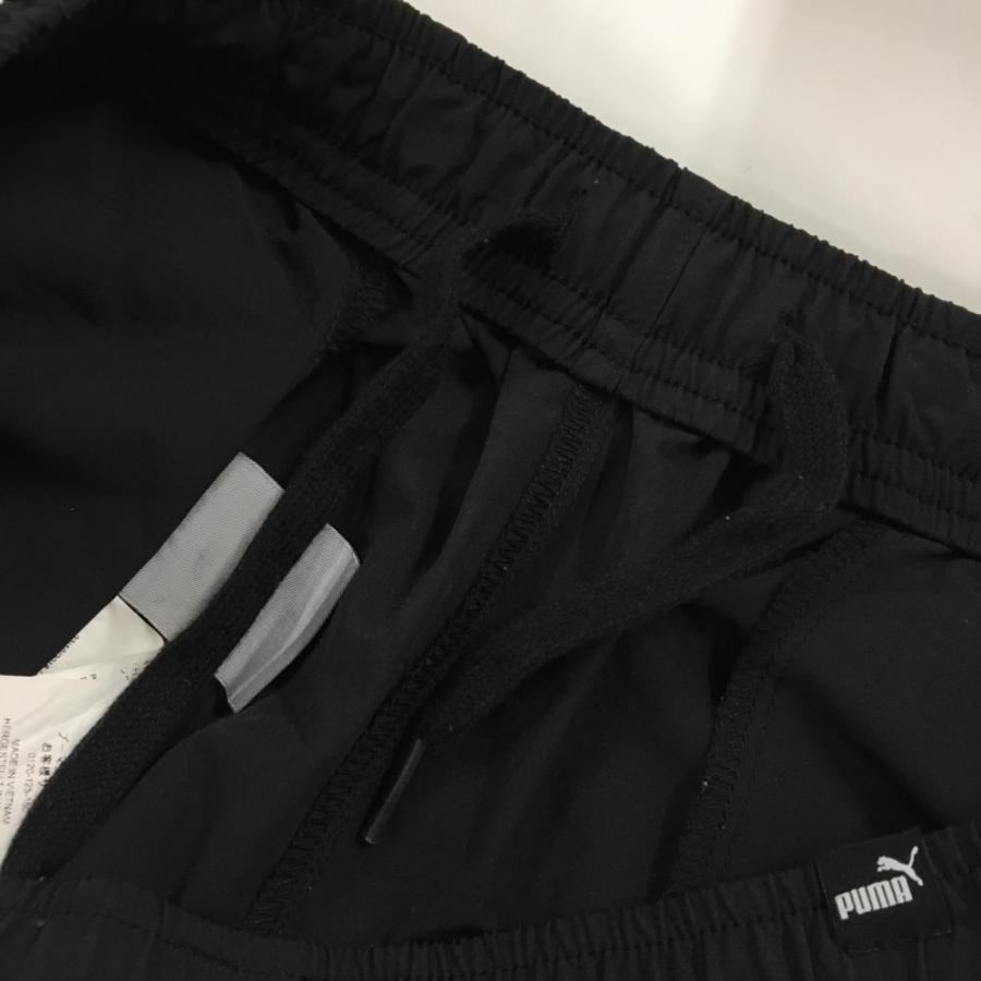 PUMA（プーマ） 七分丈パンツ 黒 ナイロン ロゴプリント ウエストゴム