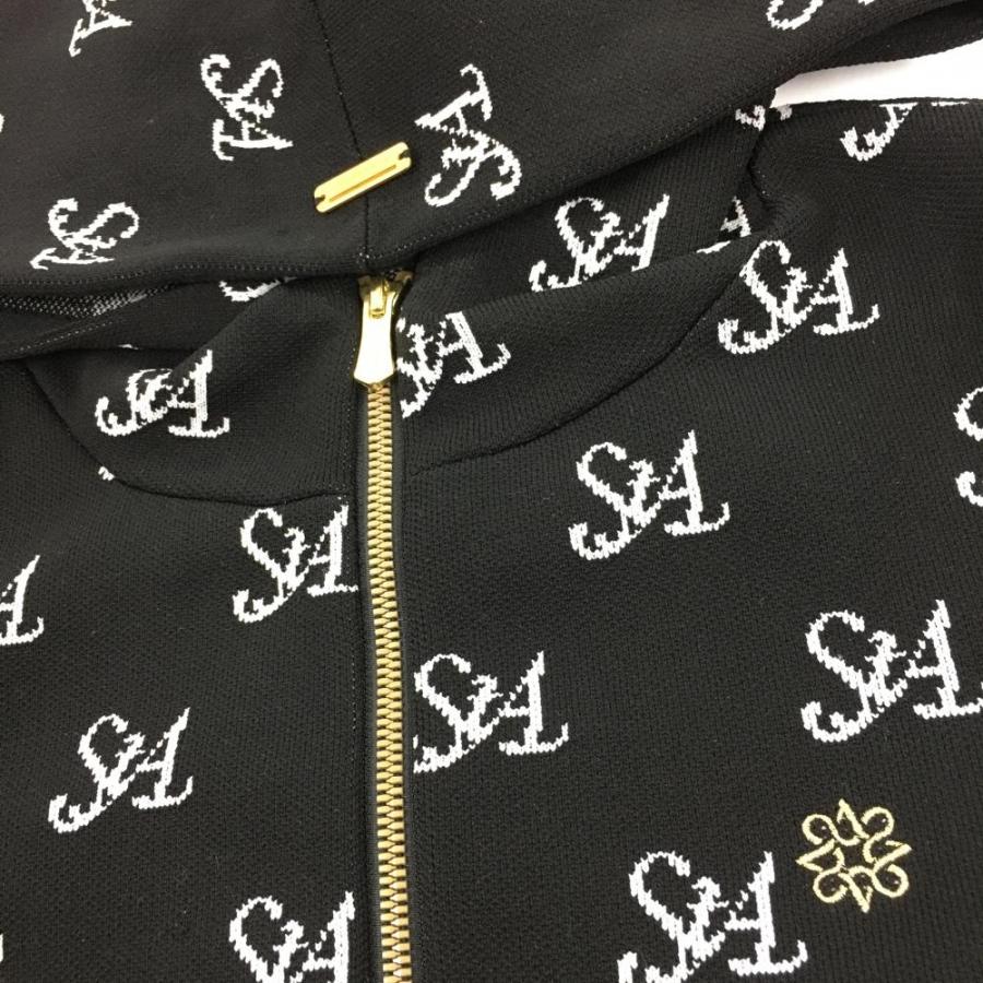 St ANDREWS セントアンドリュース ニットジップパーカー 黒×白 ロゴ総