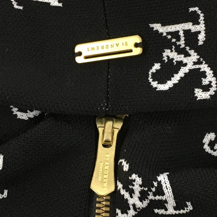 St ANDREWS セントアンドリュース ニットジップパーカー 黒×白 ロゴ総