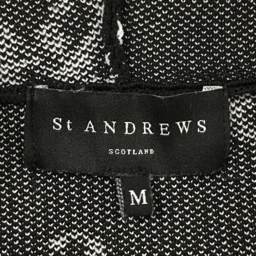St ANDREWS セントアンドリュース ニットジップパーカー 黒×白 ロゴ総 