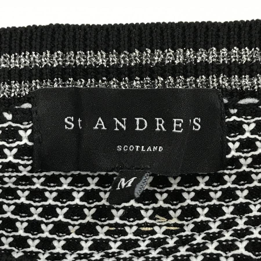 St ANDREWS 【超美品】セントアンドリュース セーター 黒×白 総柄 胸