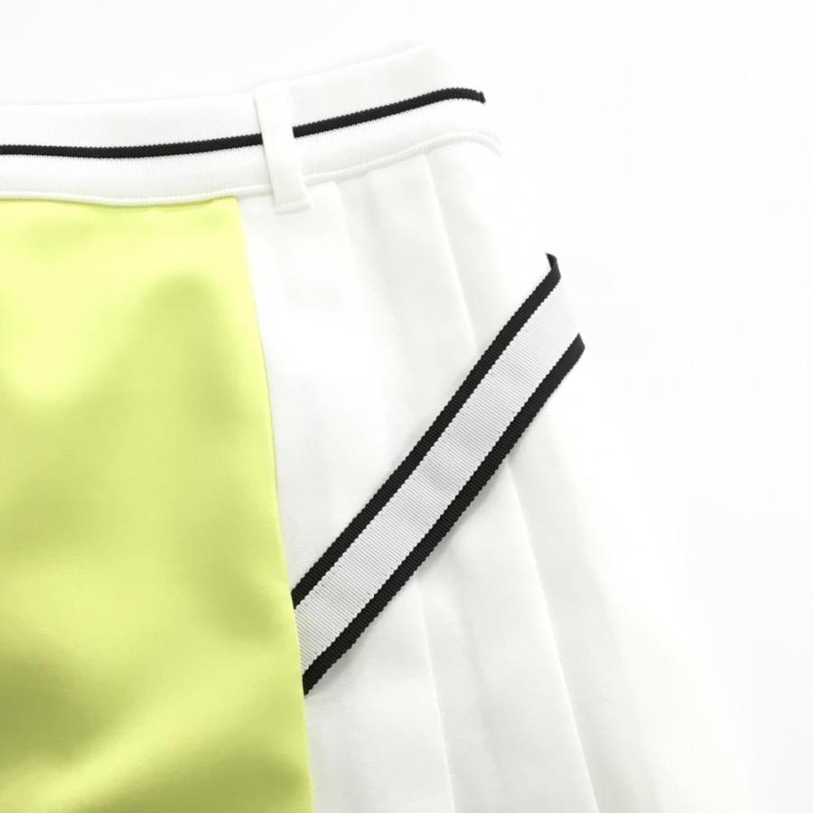 【超美品】アルチビオ スカート ライムイエロー系×白 サイドプリーツ 裏地付き レディース 36(S) ゴルフウェア 2024年モデル archivioの画像