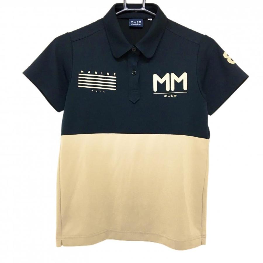 muta MARINE（ムータマリン） 半袖ポロシャツ 黒×ベージュ バイカラー