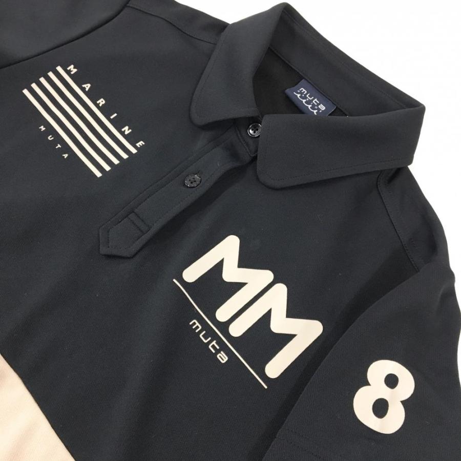 muta MARINE（ムータマリン） 半袖ポロシャツ 黒×ベージュ バイカラー