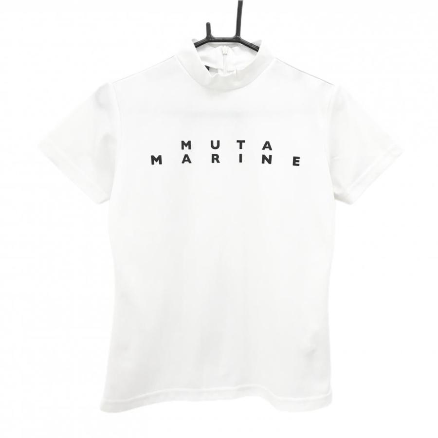 muta MARINE（ムータマリン） 半袖ハイネックシャツ 白×ネイビー ロゴ