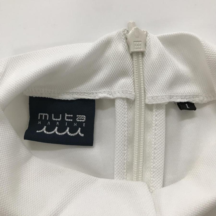 muta MARINE（ムータマリン） 半袖ハイネックシャツ 白×ネイビー ロゴ