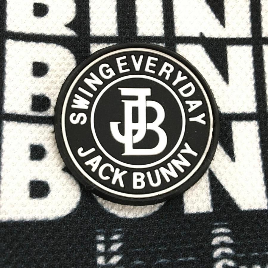 Jack Bunny!!（ジャックバニー） 半袖ポロシャツ 黒×白 ロゴ総柄
