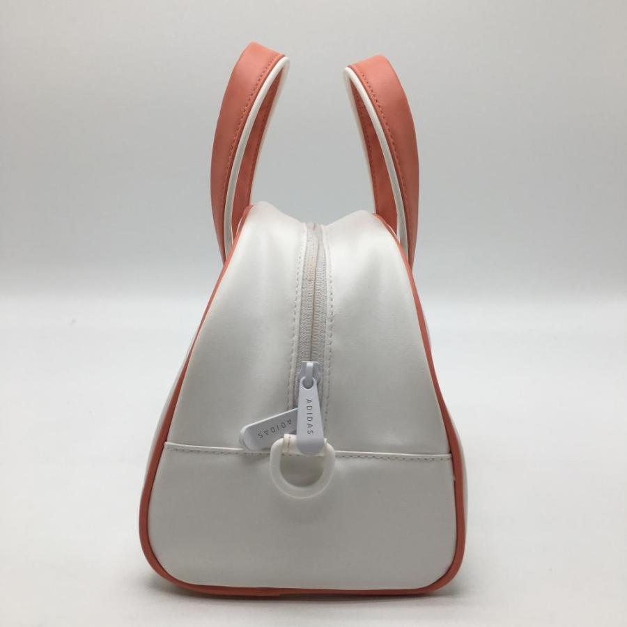 adidas（アディダス） カートバッグ 白×サーモンピンク 3ライン 内側