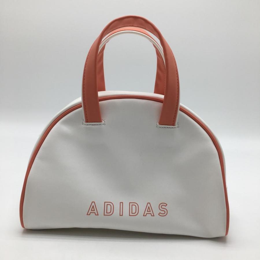 adidas（アディダス） カートバッグ 白×サーモンピンク 3ライン 内側