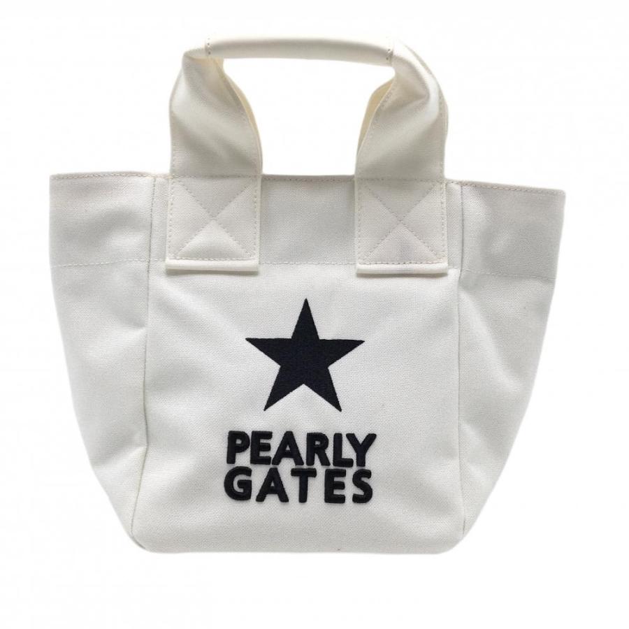 美品！完売品！パーリーゲイツ ショルダートートカートバッグ ギザ星柄シルバー⭐︎ PEARLY GATES（パーリーゲイツ） カートバッグ 白×黒 ロゴ刺しゅう 星
