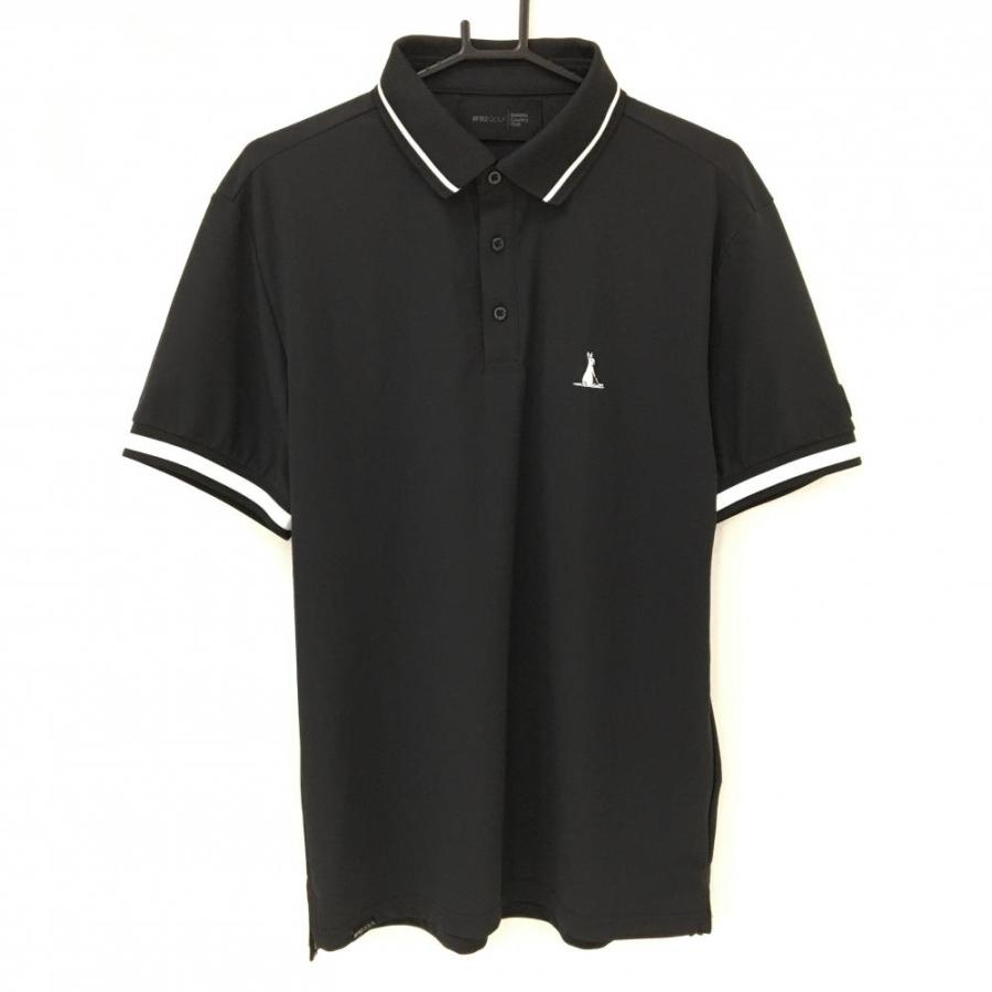 新品未使用　FR2 GOLF エフアールツー ゴルフ ポロシャツ 黒　L 超美品】エフアールツー 半袖ポロシャツ 黒 襟・袖ライン ラビット