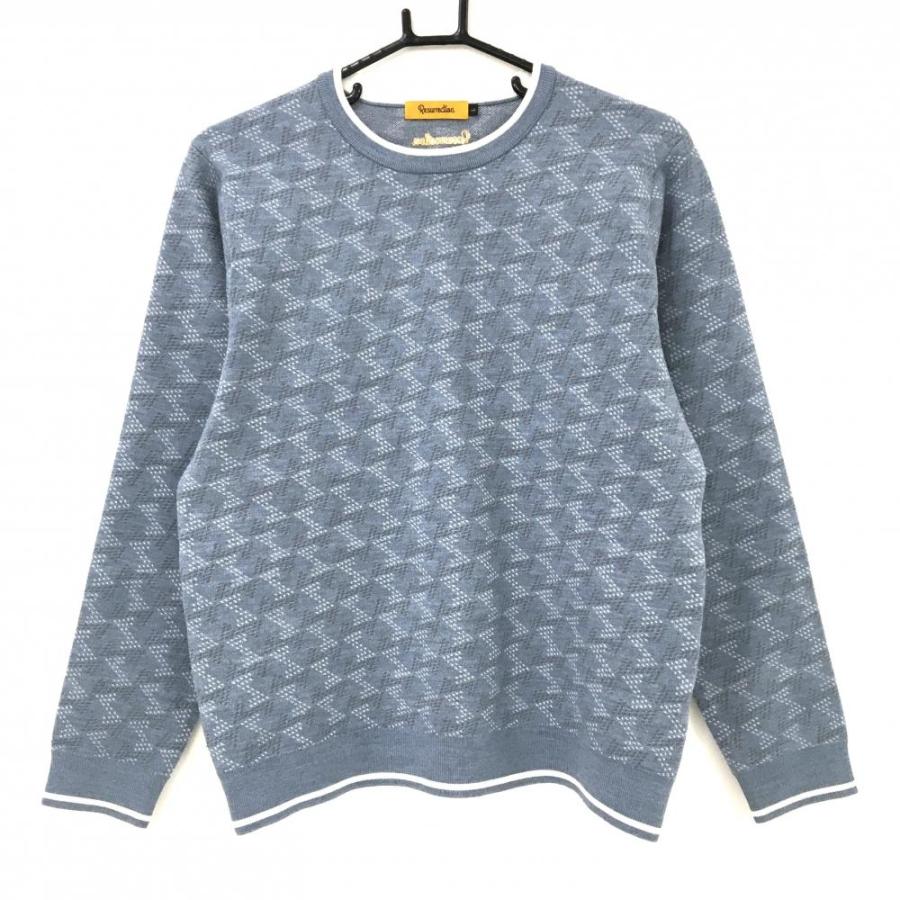 超美品】レザレクション セーター ブルーグレー×白 総柄 ニット